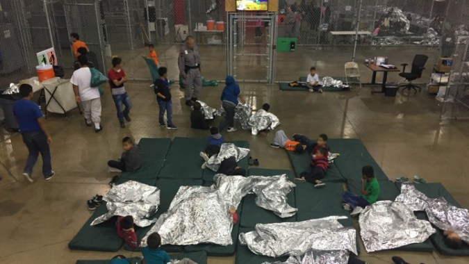 A view of inside US CBP detention facility shows children at Rio Grande Valley Centralized Processing Center in Texas
